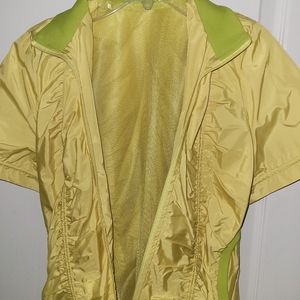 Yellow golf shirt with collar rain wear material size small